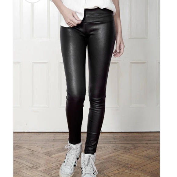 Daryl K Stretch Lamb Leather Black Classic Leggings Size 8 - Picture 2 of 10
